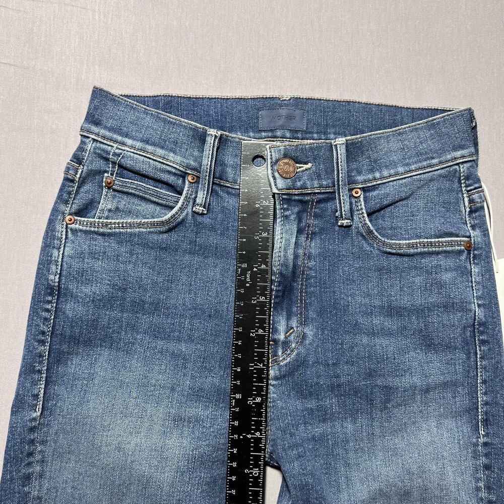 Mother The Mid Rise Dazzler Ankle Fray This Time Next Year Jeans Womens 24 Blue - Picture 12 of 15